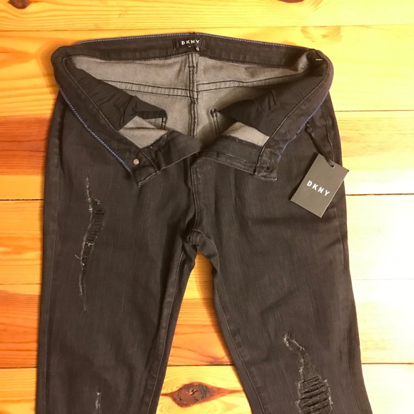 DKNY Black Distressed Skinny Jeans, NWT, 28 - Picture 7 of 14